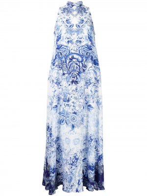 Платье макси с цветочным принтом Camilla. Цвет: синий