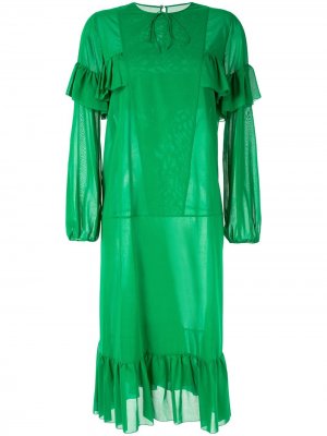Платье с оборками Rochas. Цвет: зеленый
