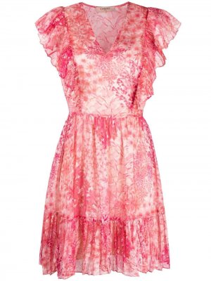 Платье с оборками и цветочным принтом TWINSET. Цвет: розовый