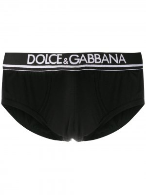Трусы-брифы с логотипом Dolce & Gabbana. Цвет: черный