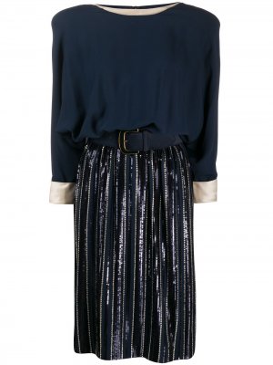 Платье миди 1980-х годов с поясом Valentino Pre-Owned. Цвет: синий