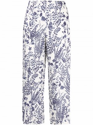 Укороченные брюки с цветочным принтом Les Copains. Цвет: белый