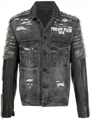 Джинсовая куртка с заклепками Philipp Plein. Цвет: серый