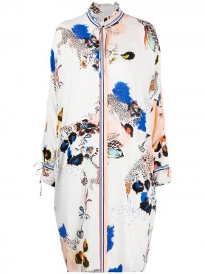 Куртка-рубашка с цветочным принтом Lala Berlin. Цвет: белый