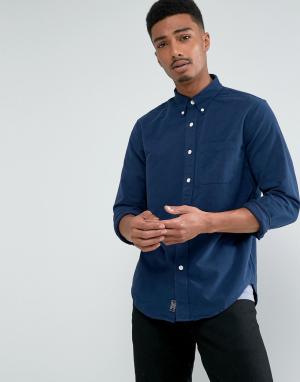 Темно-синяя облегающая оксфордская рубашка Abercrombie & Fitch. Цвет: темно-синий