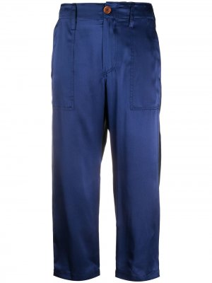 Двухцветные укороченные брюки Jejia. Цвет: синий
