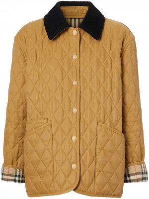 Стеганая куртка с вельветовым воротником Burberry. Цвет: коричневый