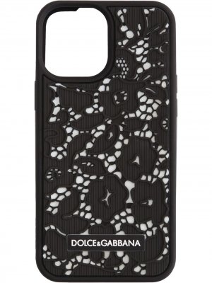 Чехол для iPhone Pro Max с кружевным узором Dolce & Gabbana. Цвет: черный