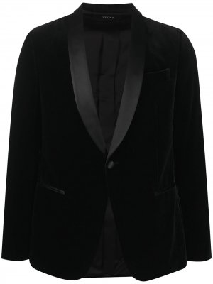 Бархатный вечерний пиджак с атласными лацканами Z Zegna. Цвет: черный