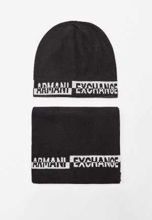 Шапка и шарф Armani Exchange. Цвет: черный