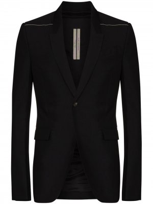 Однобортный пиджак с декоративной строчкой Rick Owens. Цвет: черный