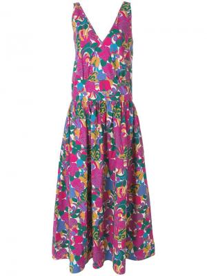 Длинное платье с принтом и Vобразным вырезом La Doublej. Цвет: розовый