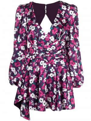 Короткое платье-трапеция с цветочным принтом For Love And Lemons. Цвет: розовый
