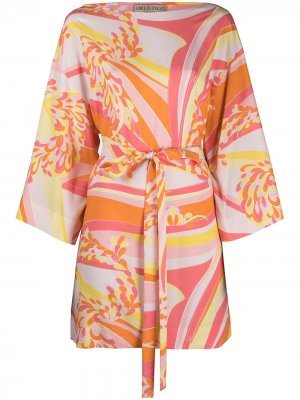 Пляжное платье с абстрактным принтом и завязками Emilio Pucci. Цвет: розовый