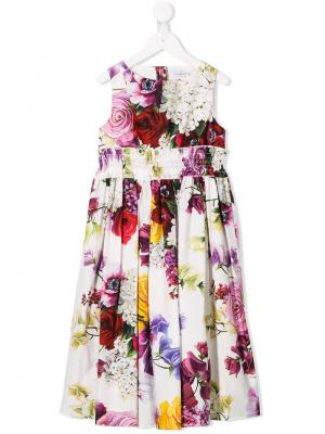 Платье с цветочным принтом Dolce & Gabbana Kids. Цвет: нейтральные цвета