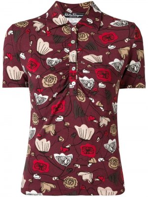 Рубашка-поло с цветочным принтом 1970-х годов Salvatore Ferragamo Pre-Owned. Цвет: красный