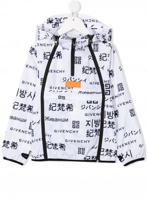 Куртка с капюшоном и логотипом Givenchy Kids. Цвет: белый