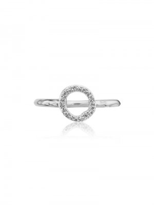 Riva mini circle diamond stacking ring Monica Vinader. Цвет: серебристый