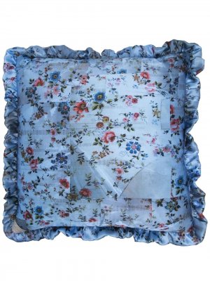 Подушка с цветочным принтом и оборками Preen By Thornton Bregazzi. Цвет: синий