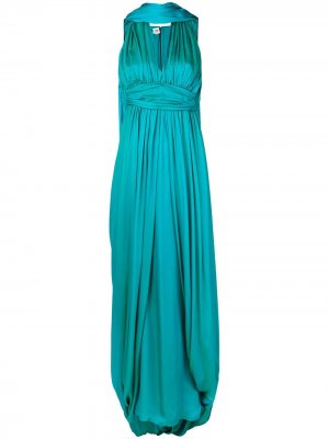 Платье со складками pre-owned Hermès. Цвет: синий