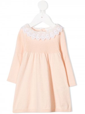Платье с длинными рукавами и кружевом Chloé Kids. Цвет: розовый