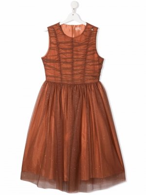 Платье с эффектом металлик Elisabetta Franchi La Mia Bambina. Цвет: коричневый