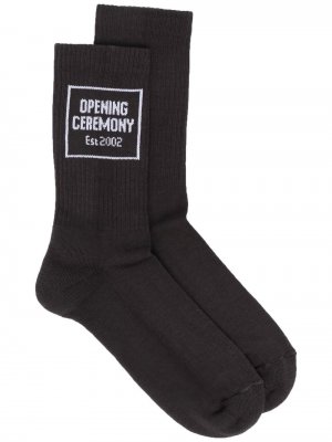 Носки вязки интарсия с логотипом Opening Ceremony. Цвет: черный
