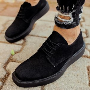 Мужская обувь , классическая замшевая черная искусственная кожа со шнуровкой, швейная подошва, повседневный офисный костюм, весна-осень 2023, модная CH001 Chekich
