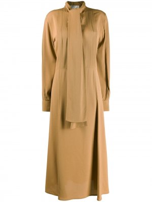 Расклешенное платье миди с завязками Victoria Beckham. Цвет: коричневый
