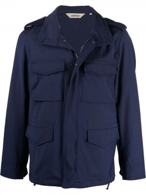 Легкая куртка с карманами и капюшоном Aspesi. Цвет: синий