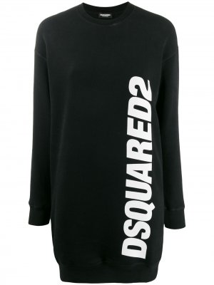 Платье-свитер с логотипом Dsquared2. Цвет: черный