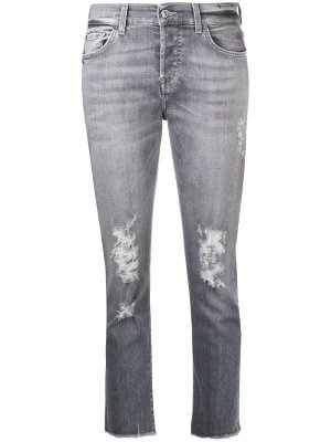Укороченные джинсы с эффектом потертости 7 For All Mankind. Цвет: серый