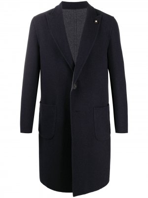 Однобортное пальто Lardini. Цвет: синий