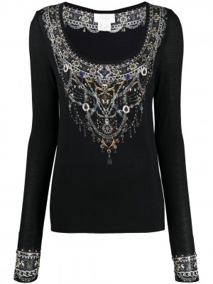 Блузка с длинными рукавами и графичным принтом Camilla. Цвет: черный