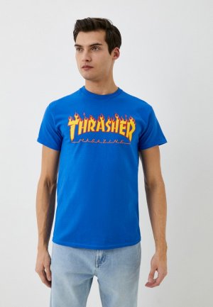 Футболка Thrasher. Цвет: синий