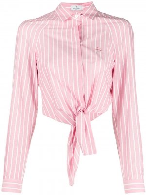 Полосатая рубашка с завязками Etro. Цвет: розовый