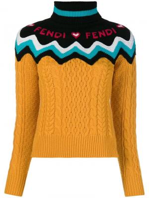 Трикотажный свитер с логотипом Fendi. Цвет: оранжевый