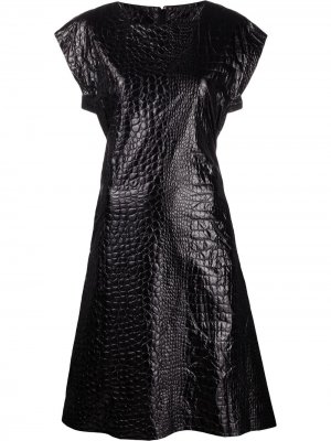 Платье миди с тиснением под кожу крокодила Comme Des Garçons. Цвет: черный