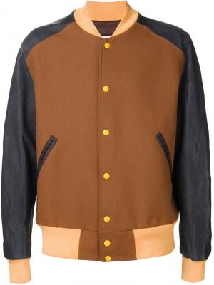 Куртка-бомбер дизайна колор-блок Maison Margiela. Цвет: коричневый