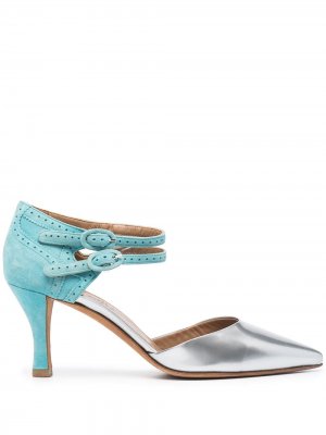 Туфли с ремешком на щиколотке Hermès. Цвет: серебристый