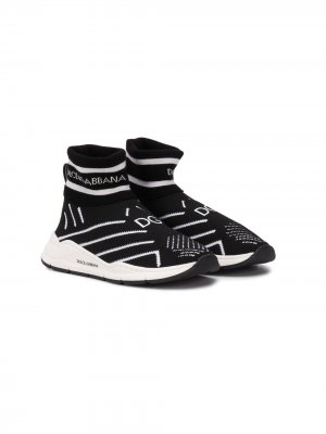 Кроссовки-носки с логотипом Dolce & Gabbana Kids. Цвет: черный