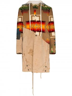 Пальто 50/50 Navajo с капюшоном и узором Greg Lauren. Цвет: коричневый
