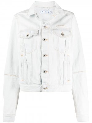 Джинсовая куртка с вырезами Off-White. Цвет: белый