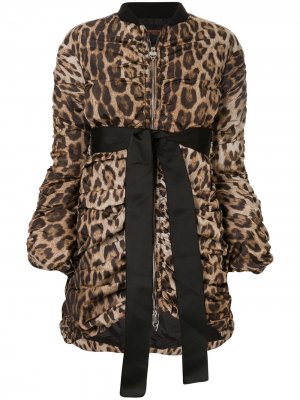 Куртка-бомбер с леопардовым принтом и драпировкой Giambattista Valli. Цвет: коричневый