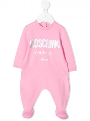 Пижама с логотипом металлик Moschino Kids. Цвет: розовый