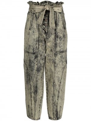 Укороченные джинсы из вареного денима Ulla Johnson. Цвет: зеленый