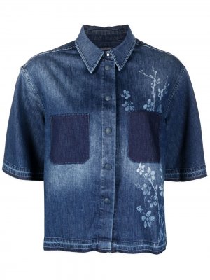Джинсовая рубашка с цветочным принтом Jacob Cohen. Цвет: синий