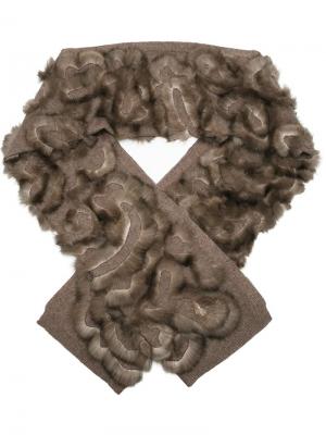 Кашемировый шарф с соболиным мехом Liska. Цвет: коричневый