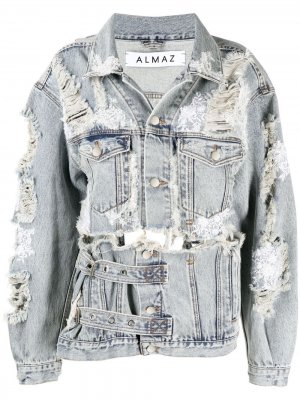 Джинсовая куртка с эффектом потертости Almaz. Цвет: серый