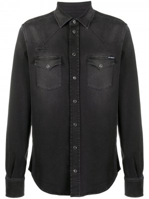 Джинсовая рубашка с эффектом потертости Dolce & Gabbana. Цвет: черный